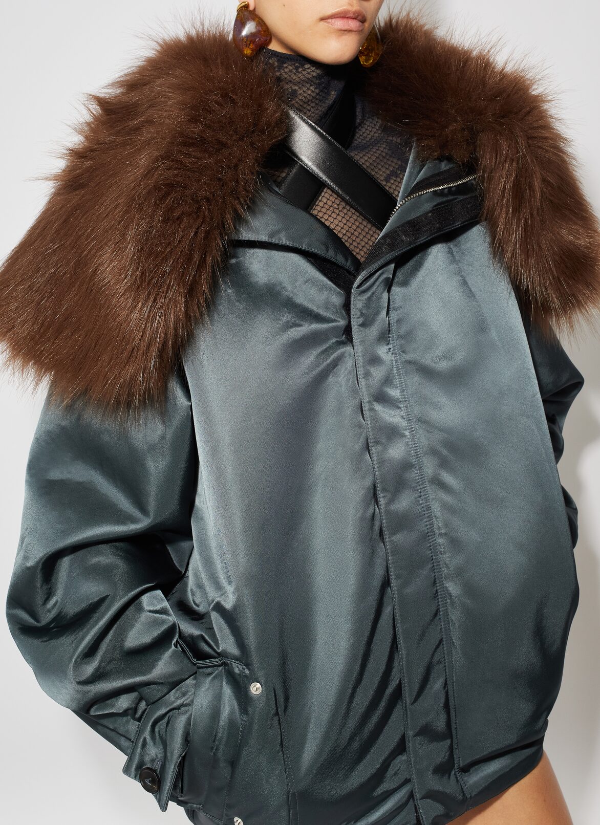 Nylon maxi bomber ALAÏA GREEN NYLON MAXI BOMBER